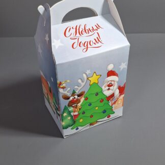 Коробка серый новый год 12*10*15 см