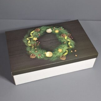 Коробка чёрная крышка венок 37*24*10 см