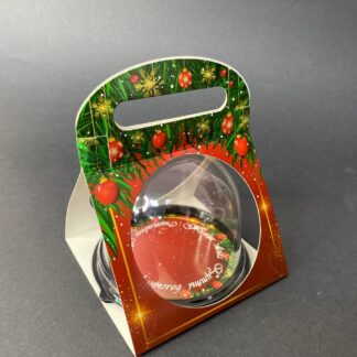Коробка держатель красная новогодняя 11х11х9,5 (держатель купола)