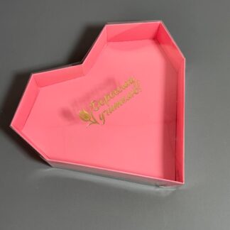 Коробка розовый 21*21*4 с тис.Учителю
