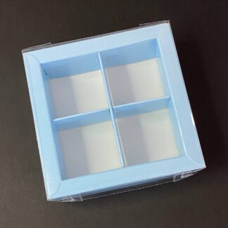 Коробка Голубой 10х10х3.5 (8*8*3,5) - 4 ячейки