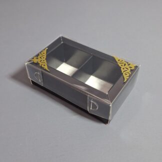 Коробка черная с тиснением на 2 ячейки 10*6*3 (8*4*3) см