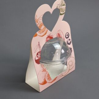 Коробка Сумочка сердце фрукты - стакан 0,2л (13*5,5*20)